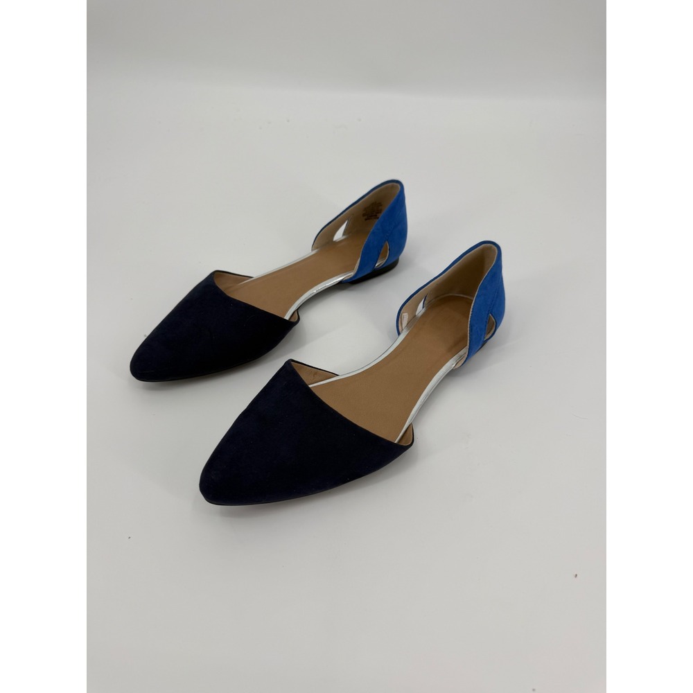 Gap Womens Pointed Toe d'Orsay Flats Navy Royal Blue Two Tone Silver Trim 9